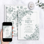 Vintage Emerald Floral Line Art 60th Birthday Invitation<br><div class="desc">Celebrate a milestone in style with our Vintage Emerald Floral Line Art 60th Birthday Invitation. From its hand lettered calligraphy to the vintage line art corner arrangements in elegant emerald green, this invitation sets the tone for your special day. With the matching floral pattern on the back of each card,...</div>