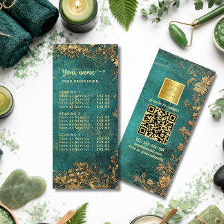 Vintage emerald green gold Price List Menu