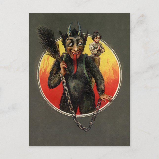 Vintage Emerging Krampus Postcard (Front)