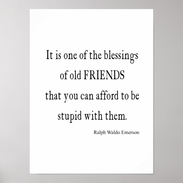 Vintage Emerson Friendship Blessing Quote Poster (Front)