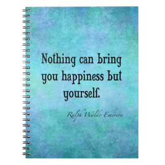 Vintage Emerson Happiness Inspirational Quote Blue Notebook
