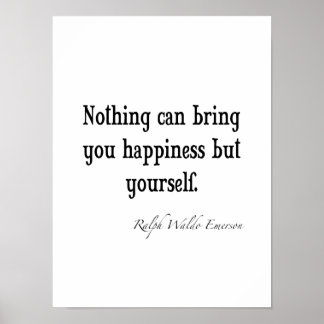 Vintage Emerson Happiness Inspirational Quote Poster
