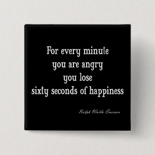 Vintage Emerson Inspirational Happiness Quote 15 Cm Square Badge