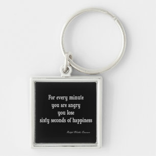 Vintage Emerson Inspirational Happiness Quote Key Ring