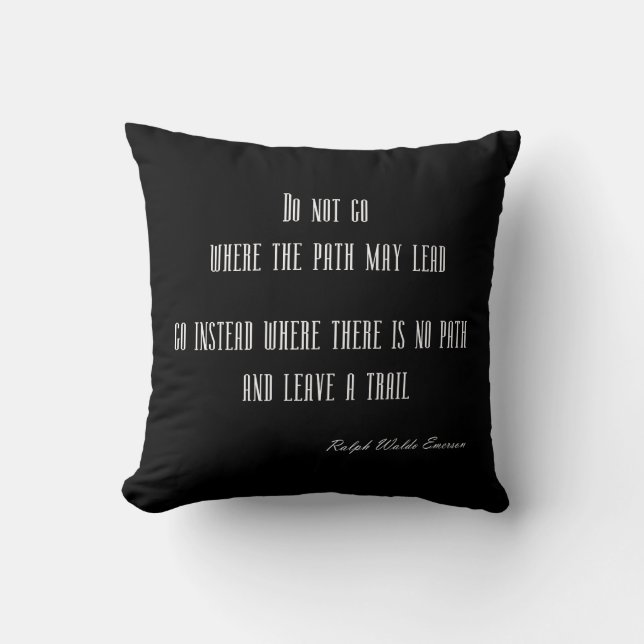 Vintage Emerson Inspirational Quote on Black Cushion (Front)