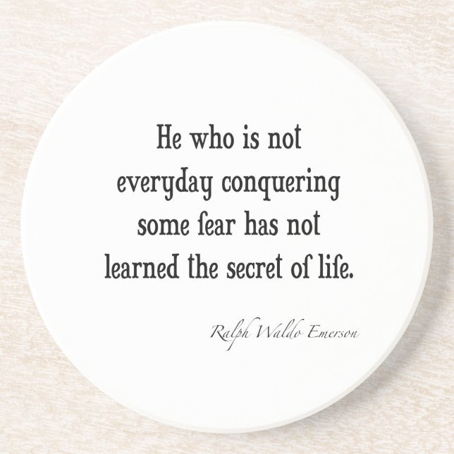 Vintage Emerson Inspirational Secret of Life Quote Coaster (Front)