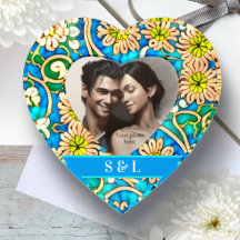 Vintage Enamel Look Heart Photo - custom initials