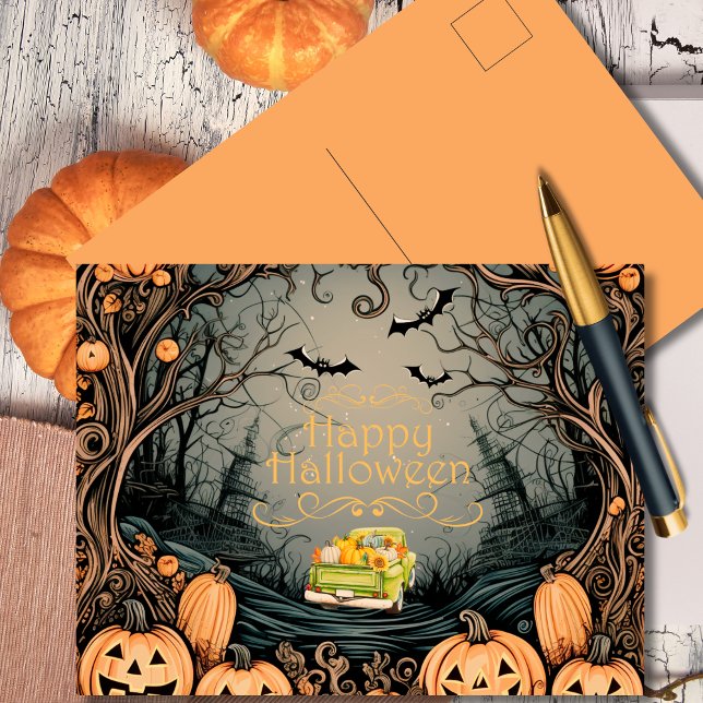 Vintage Enchanted Halloween Greetings Holiday Postcard (Creator Uploaded)