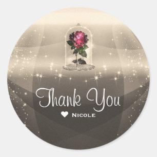 Vintage Enchanted Magical Red Rose Birthday Party Classic Round Sticker