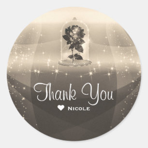 Vintage Enchanted Magical Red Rose Wedding Party Classic Round Sticker