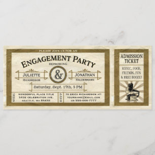 Vintage Engagement Party Ticket Invitations