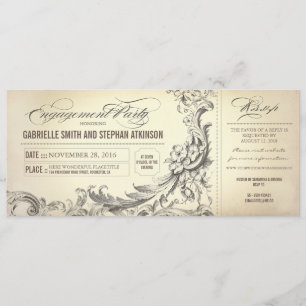 vintage engagement party tickets invitations