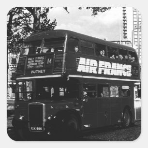 Vintage England London double decker bus 1970 Square Sticker