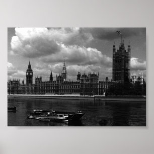 Vintage England London parliament houses Poster