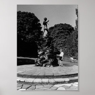 Vintage England London Peter Pan statue Kensington Poster