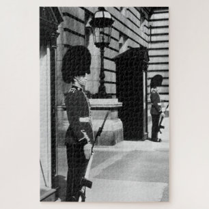 Vintage England London sentry at Buckingham Jigsaw Puzzle