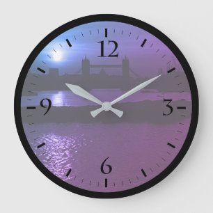 Vintage England London sunset Large Clock