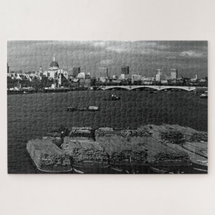 Vintage England London Thames river skyline city Jigsaw Puzzle