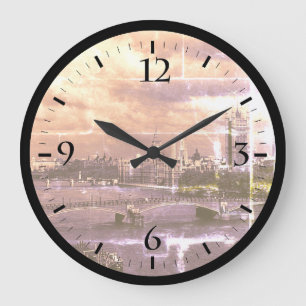 Vintage England London The River Thames Large Cloc Clock