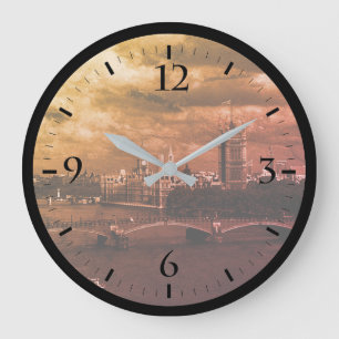 Vintage England London The River Thames Large Clock