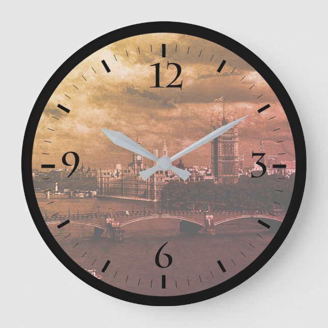 Vintage England London The River Thames  Large Clock (Front)