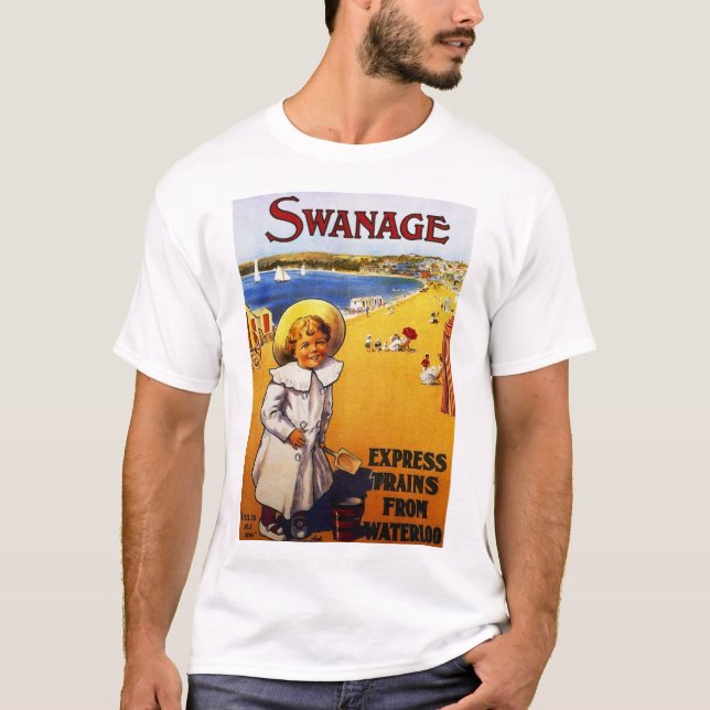 Vintage England Swanage seaside Advert T-Shirt (Front)