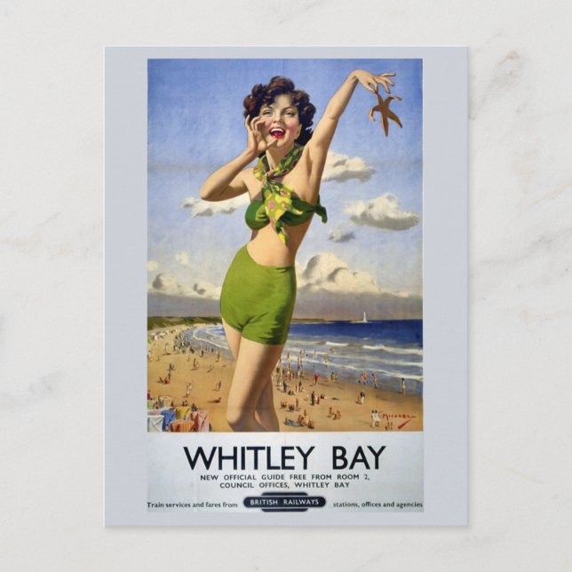 Vintage England Whitley Bay British Travel Postcard (Front)