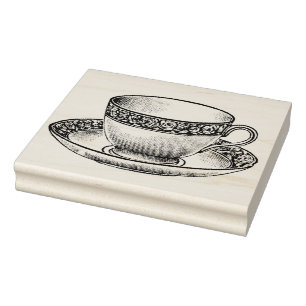 Vintage English Bone China Teacup Rubber Art Stamp