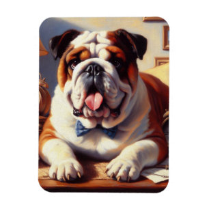 Vintage English Bulldog Illustration Magnet