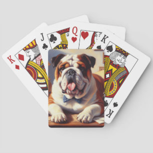 Vintage English Bulldog Illustration Playing Cards