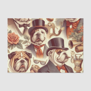 Vintage English Bulldog  Seamless Illustration Tissue Paper
