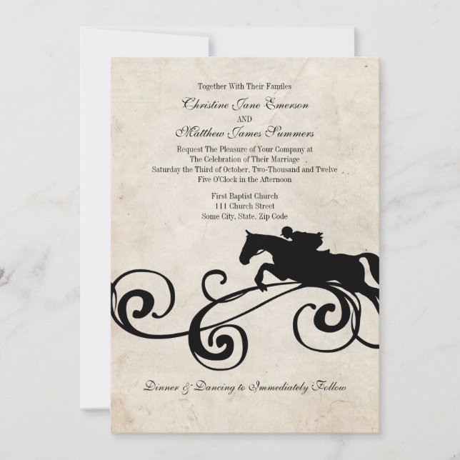 Vintage English Equestrian Wedding Invitations (Front)