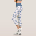 Vintage English Floral Toile de Jouy-Blue Capri Leggings<br><div class="desc">Beautiful seamless toile de jouy pattern adapted from an English copperplate engraved design by John Munns ca 1770s featuring classical ruins,  seaport,  shepherd and floral garlands. Blue on white background.</div>