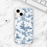 Vintage English Floral Toile de Jouy-Blue Case-Mate iPhone 14 Case<br><div class="desc">Beautiful seamless toile de jouy pattern adapted from an English copperplate engraved design by John Munns ca 1770s featuring classical ruins,  seaport,  shepherd and floral garlands. Blue on white background.</div>