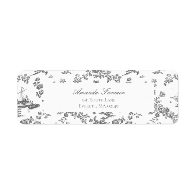 Vintage English Floral Toile de Jouy-Grey (Front)