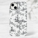 Vintage English Floral Toile de Jouy-Grey Case-Mate iPhone 14 Plus Case<br><div class="desc">Beautiful seamless toile de jouy pattern adapted from an English copperplate engraved design by John Munns ca 1770s featuring classical ruins,  seaport,  shepherd and floral garlands. Grey on white background.</div>