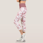 Vintage English Floral Toile de Jouy-Pink Capri Leggings<br><div class="desc">Beautiful seamless toile de jouy pattern adapted from an English copperplate engraved design by John Munns ca 1770s featuring classical ruins,  seaport,  shepherd and floral garlands. Pink on white background.</div>