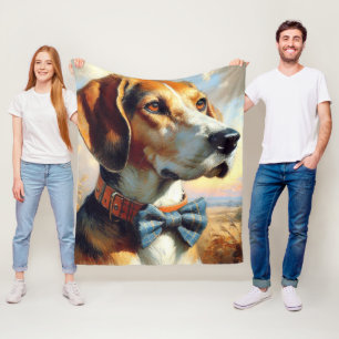 Vintage English Foxhound Painting Fleece Blanket