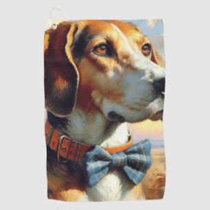 Vintage English Foxhound Painting Golf Towel