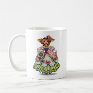 Vintage English Girl in Elizabethan Dress Coffee Mug