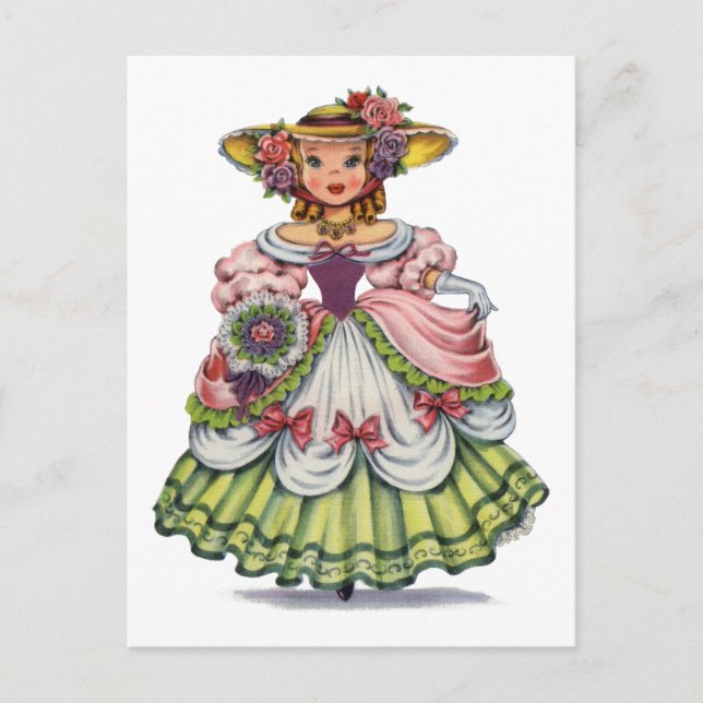 Vintage English Girl in Elizabethan Dress Postcard (Front)