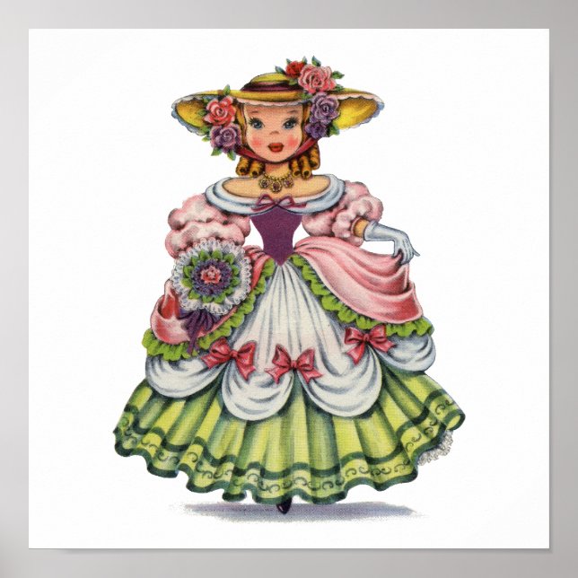 Vintage English Girl in Elizabethan Dress Poster (Front)