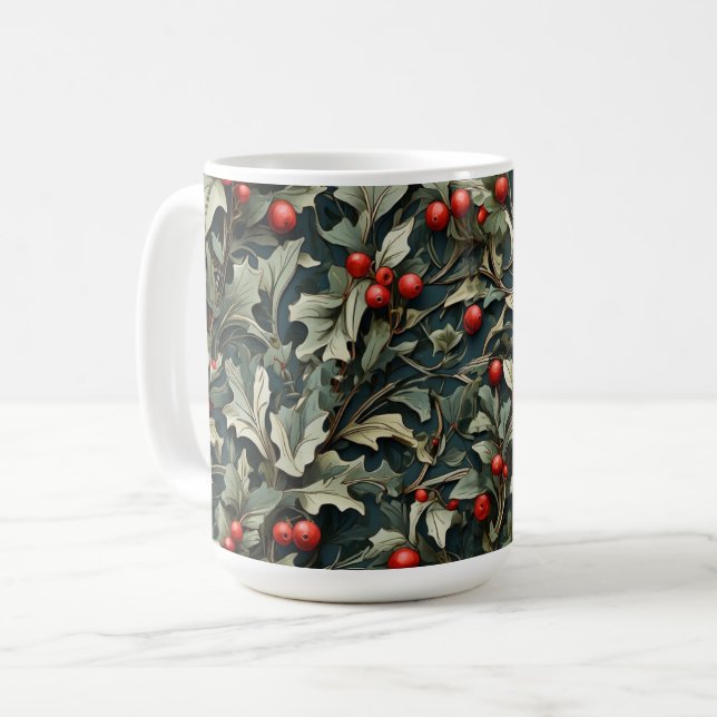 Vintage English Holly berry botanical  Coffee Mug (Front Left)