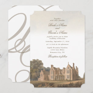 Vintage English Manor Chateau Villa Wedding Invitation