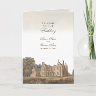 Vintage English Manor Chateau Villa Wedding Programme