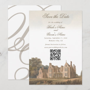Vintage English Manor Chateau Villa Wedding Save The Date