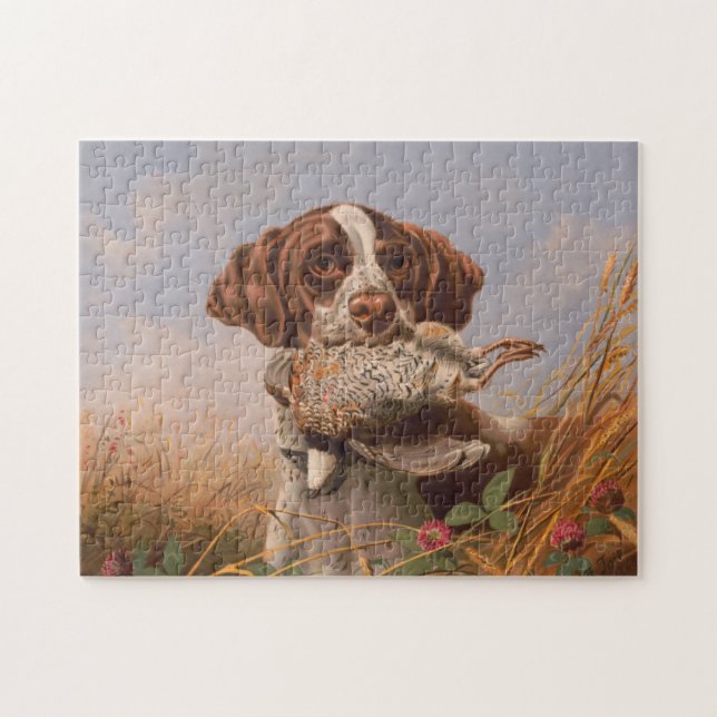 Vintage English Pointer Hunting Quail Painting Jigsaw Puzzle (Horizontal)