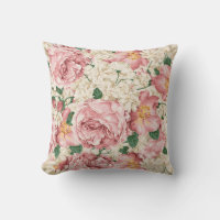 Vintage English Rose and Hydrangea Flowers Pattern