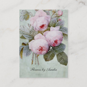 Vintage English Rose Garden Botanical Chubby Business Card