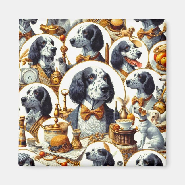 Vintage English Setter Illustration Magnet (Front)